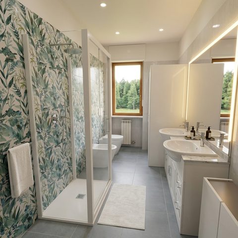 Bagno moderno ristrutturato a San Mauro Torinese